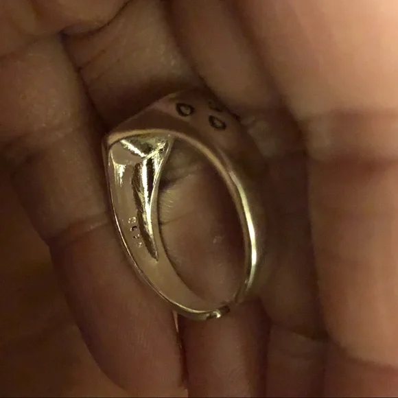 Sterling Silver Sad Crying Face Adjustable Ring - Picture 8 of 10